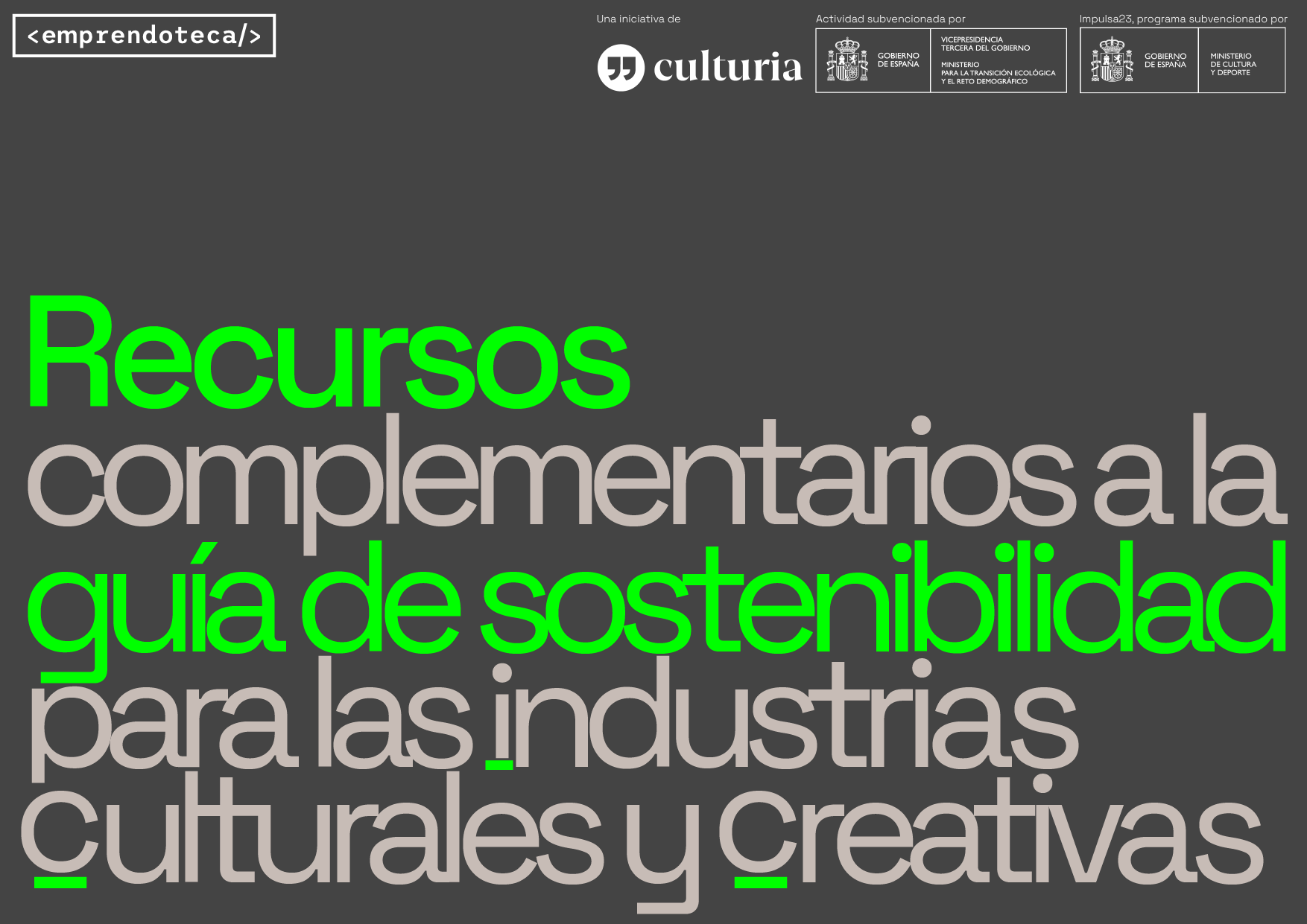 Recursos complementarios a la Guía práctica de Sostenibilidad en las ICC de Emprendoteca