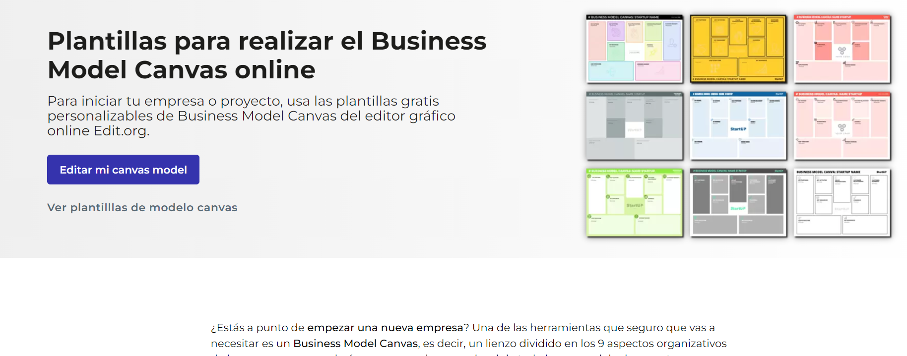 Plantillas para realizar el Business Model Canvas online - Edit.org